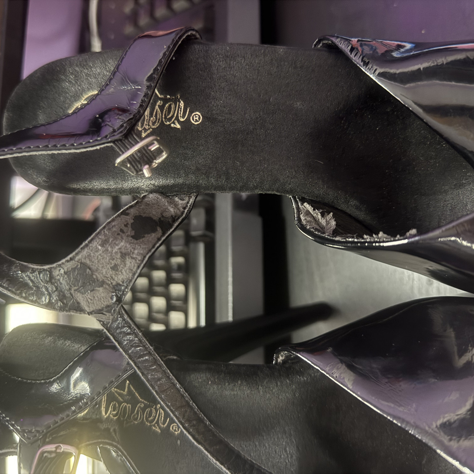 Filthy Worn Black Pleaser Stripper Heels